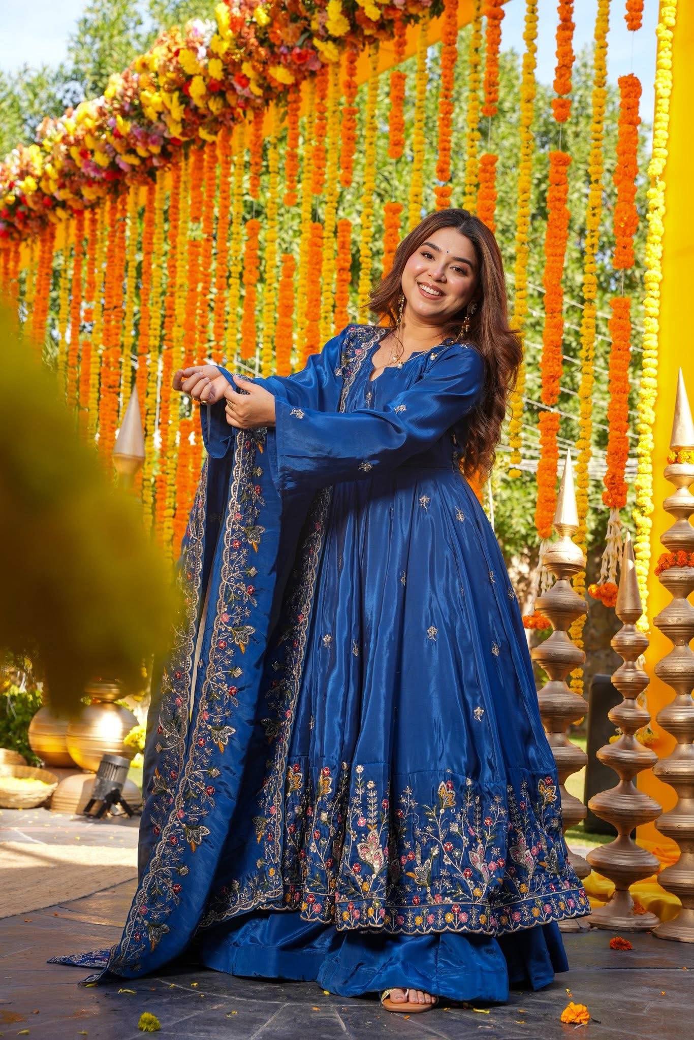 The Radiant Mustard Botanical-Hem Anarkali